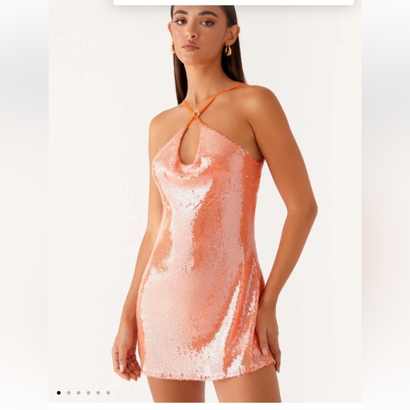 Peppermayo Shimmering Peach Sequin Dress - Picture 1 of 7
